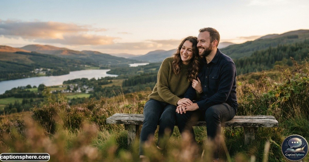 Couple sharing a relaxed peaceful moment together outdoors in natural evening light