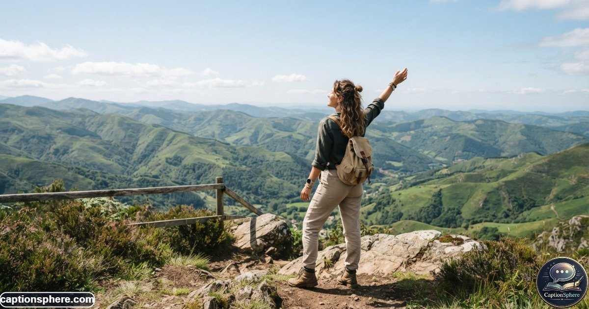 Traveler enjoying a beautiful mountain landscape during a sunny outdoor adventure