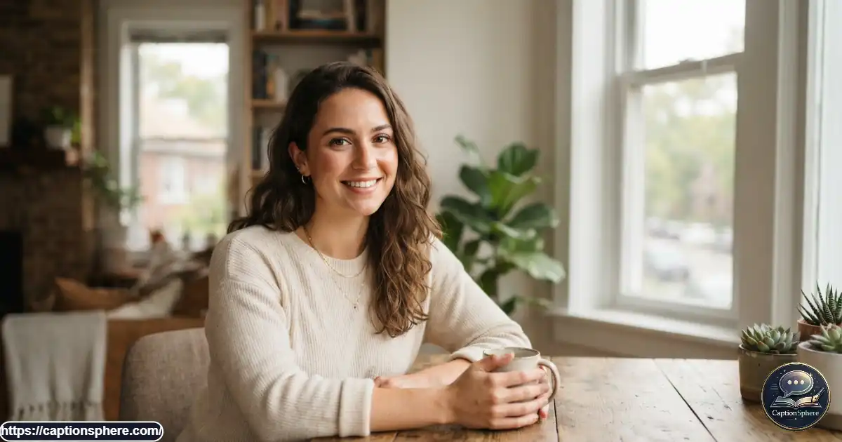 Young adult taking a natural portrait with direct eye contact toward the camera