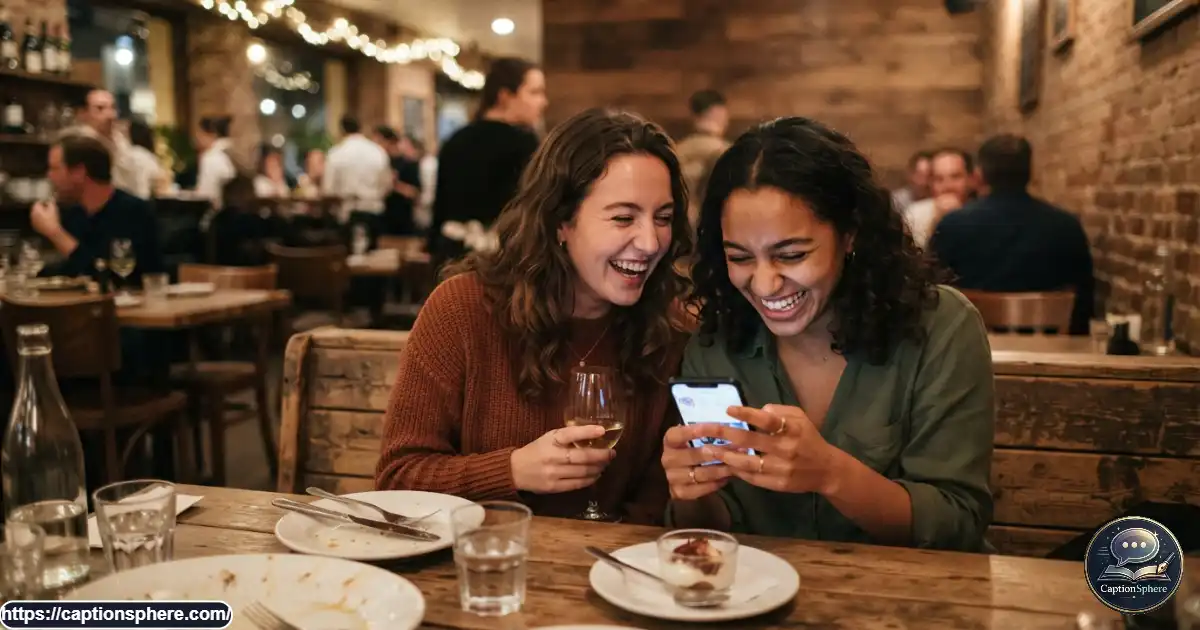 Young friends laughing while sending a funny payment note