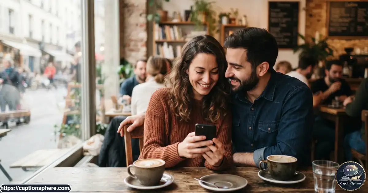 Couple smiling together while sending a sweet digital payment