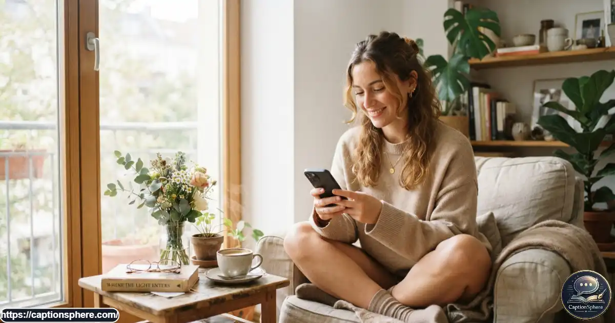 Young woman arranging soft everyday moments for an aesthetic Instagram post