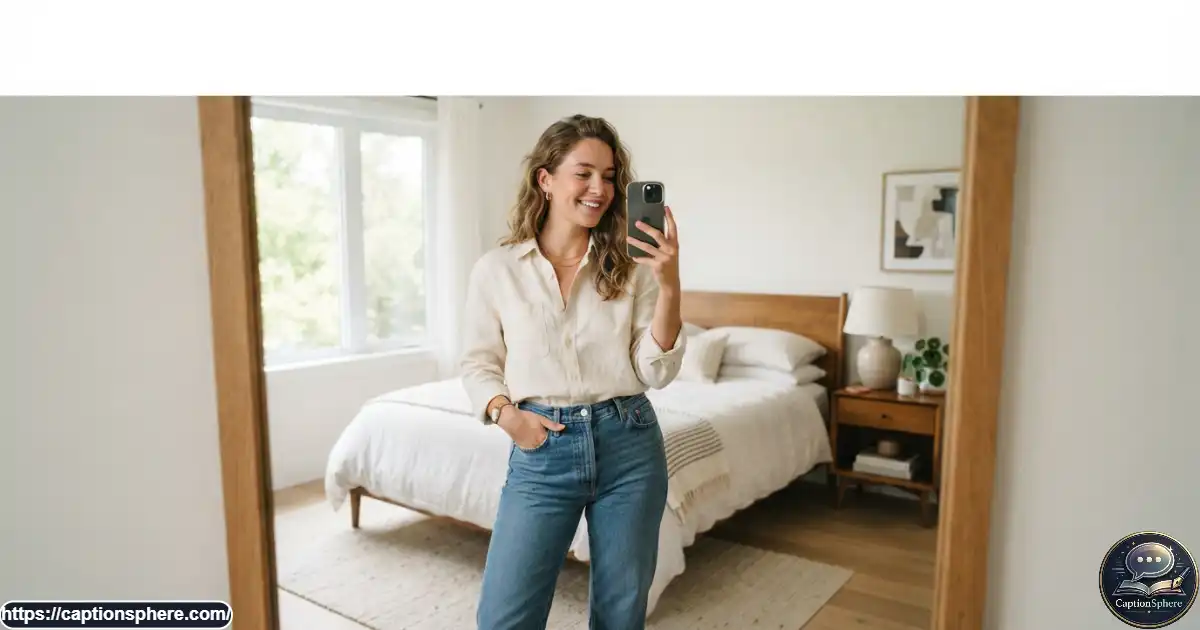 Person taking a stylish mirror selfie in a bright modern room