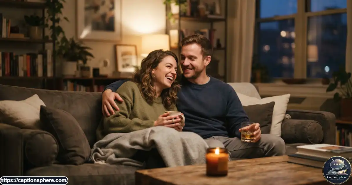 Couple relaxing together at home during a quiet warm evening