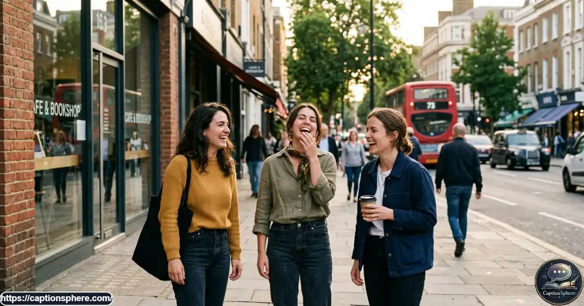 Friends sharing a spontaneous laugh outdoors during a casual afternoon together
Image Prompt: