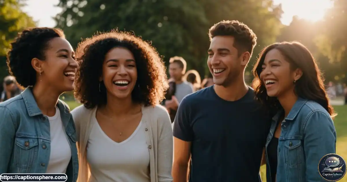 Young adult laughing naturally outdoors during an unposed candid photo moment. Image Prompt: