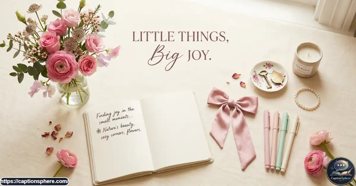 Pink flowers, pastel stationery, a ribbon, and a notebook arranged in soft natural light.