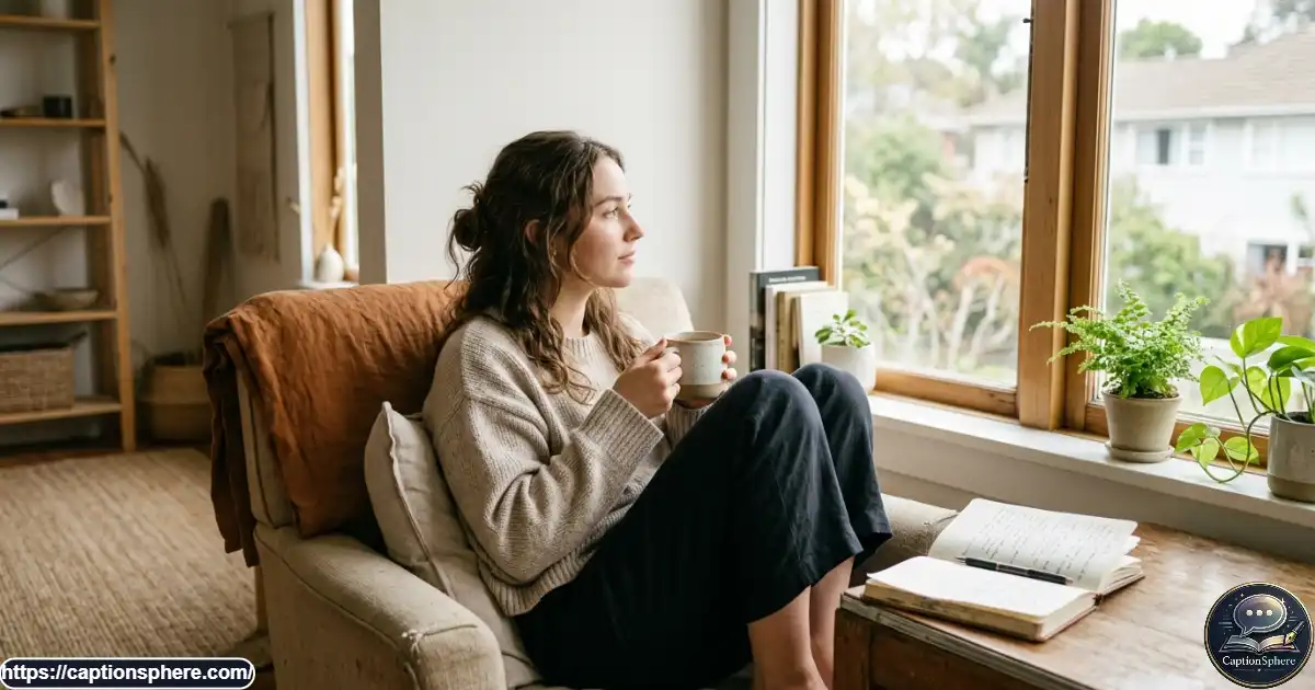 Young adult enjoying a quiet self-care moment beside a sunlit home window