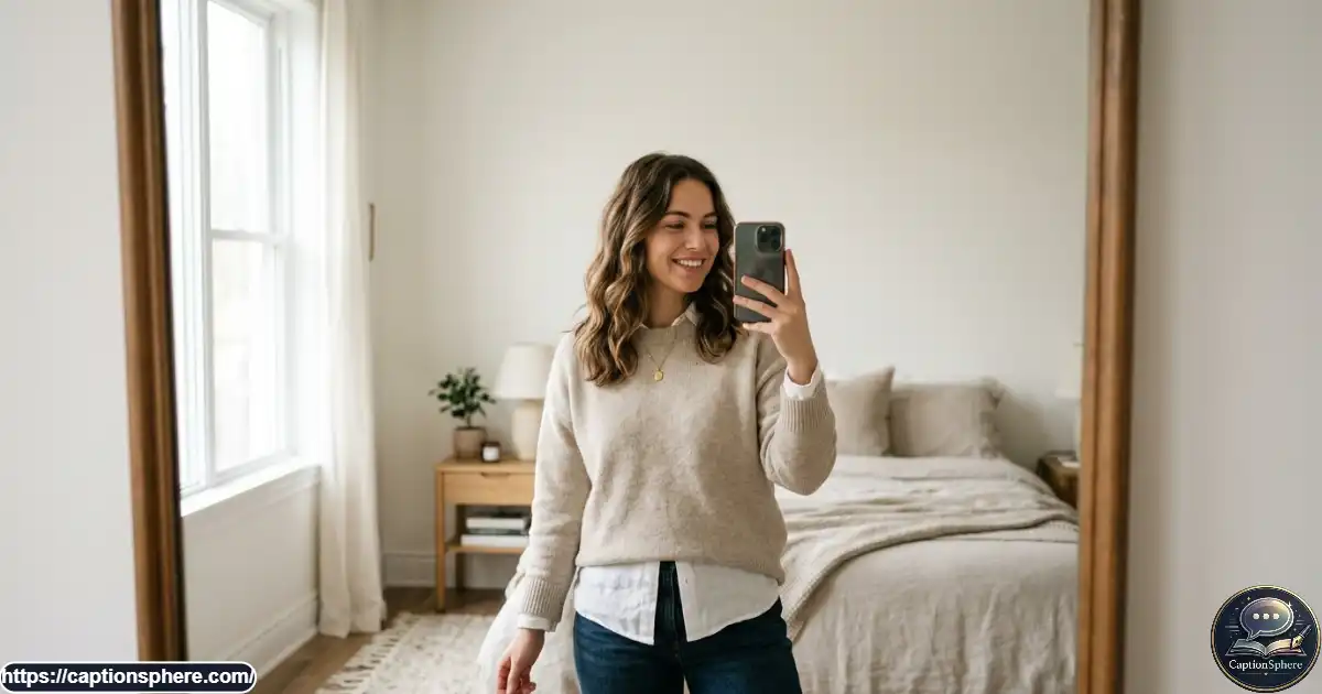 Person taking a cheerful selfie in natural daylight for a cute Instagram post. Image Prompt:
