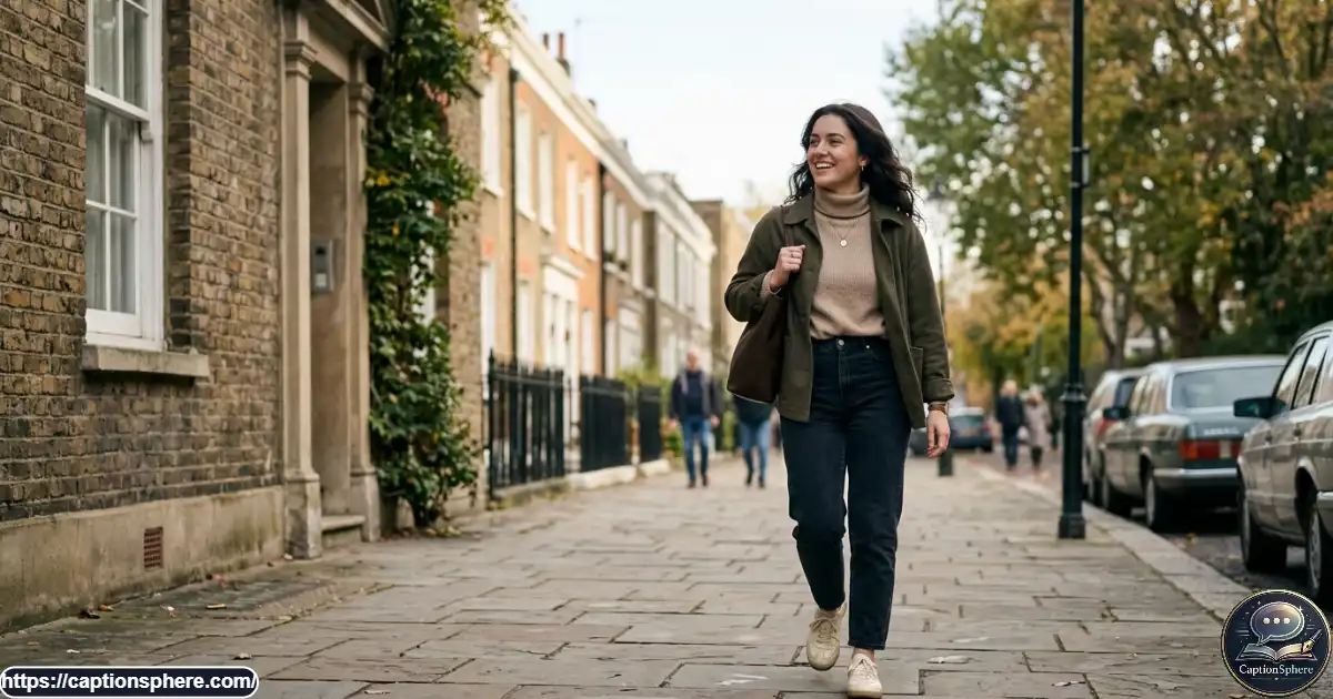 oung adult walking outdoors in a casual outfit during a naturally captured candid moment.