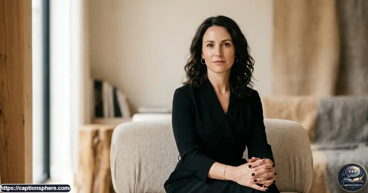 Confident stylish woman in a black outfit for a bold Instagram caption collection