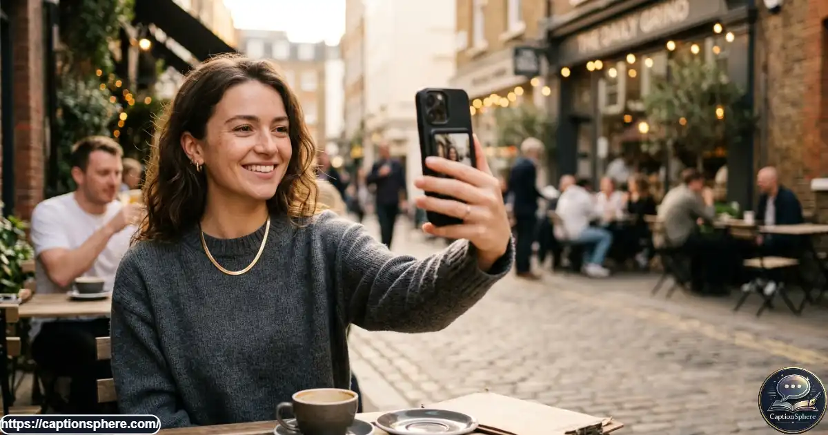 Young adult taking a casual outdoor selfie for an Instagram comeback post after a long