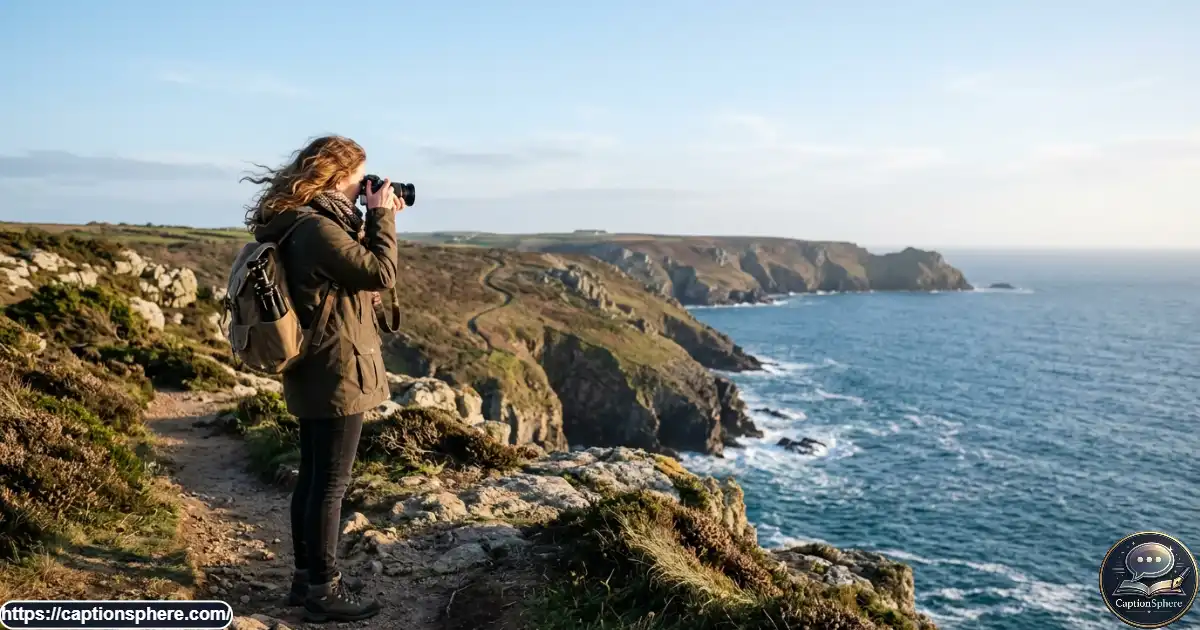 Traveler photographing a scenic coastal overlook during a relaxed weekend getaway