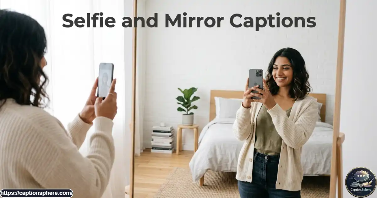 Young adult taking a casual full-length mirror selfie in a bright minimalist bedroom.