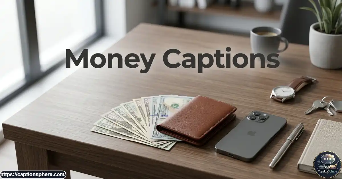 Stylish money-themed Instagram scene with cash, wallet, and elegant lifestyle accessories.