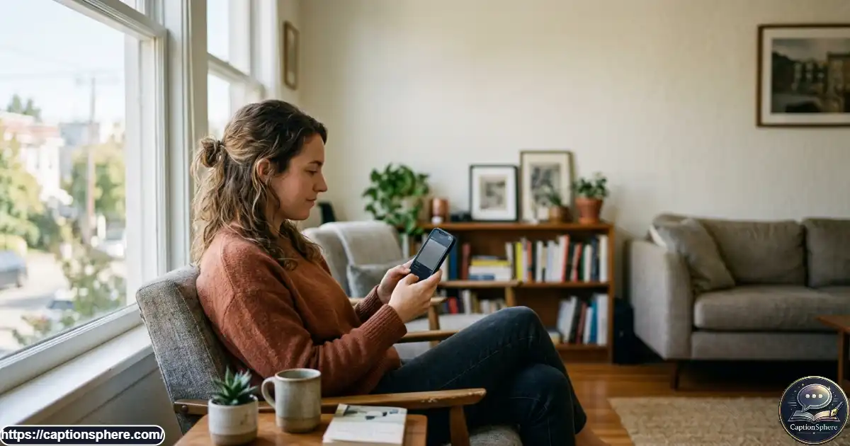 Person using a smartphone to prepare a casual lifestyle social media story.