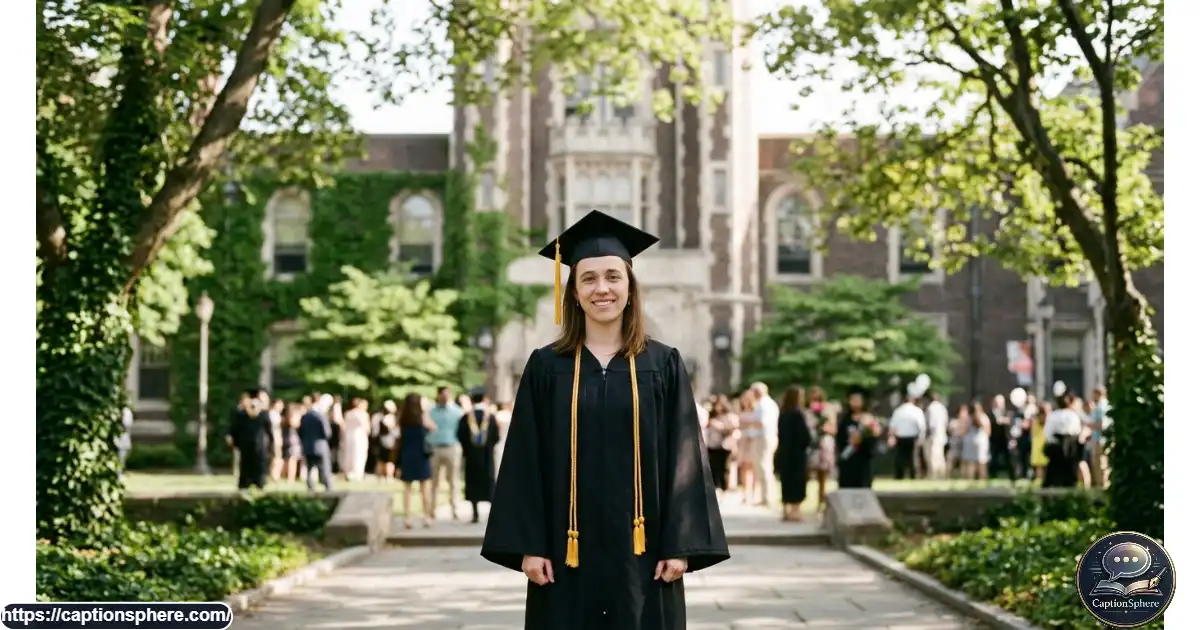 Confident graduate posing for a solo portrait in a traditional graduation gown.