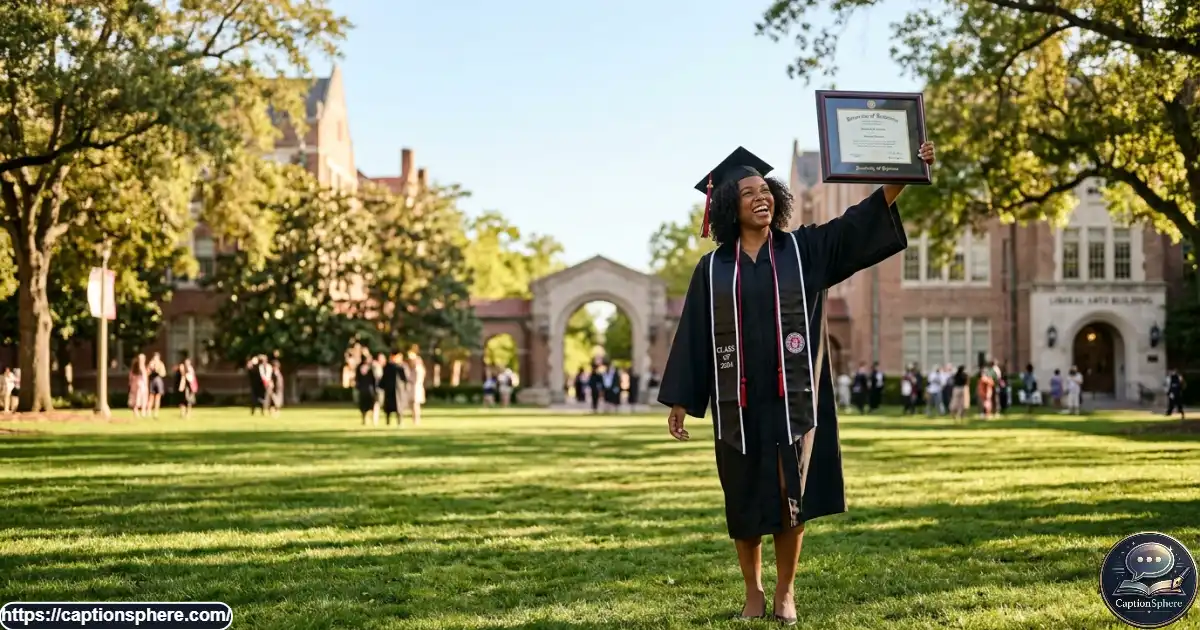 Happy graduate holding a diploma and smiling confidently after the graduation ceremony