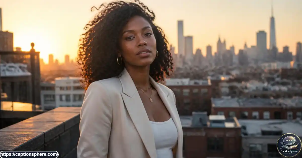 : Young adult wearing an elegant neutral outfit during a golden-hour birthday portrait.
