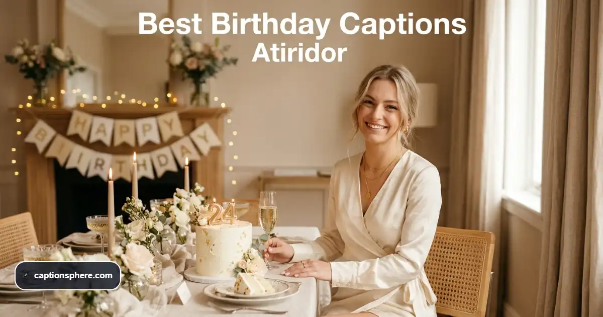 Young adult smiling beside a birthday cake in a softly lit, elegant celebration setting.