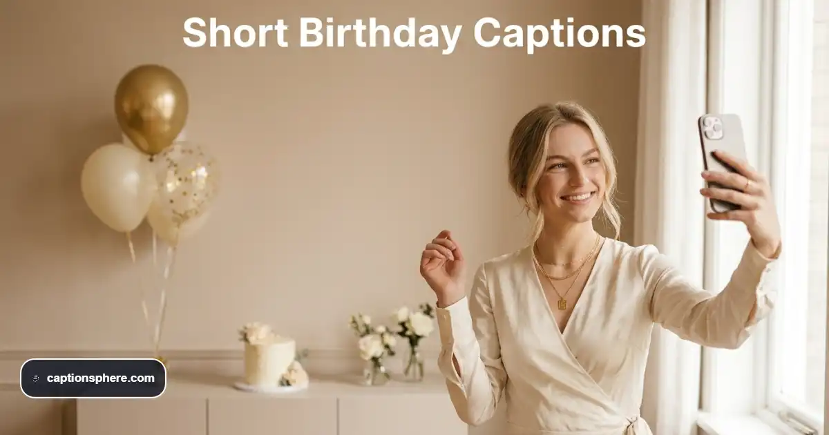 Young adult taking a simple birthday selfie beside a small cake in a minimal modern room.