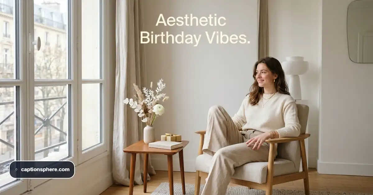 Elegant nineteenth birthday portrait with soft window light, neutral styling, and understated decorations.