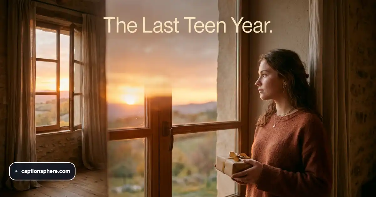 Young adult reflecting on a birthday milestone beside a window at sunset